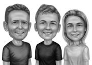 Three Persons Portrait in Black and White Style from Photos
