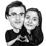 Couple Showing Love Sign Caricature