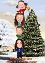 Decorating Christmas Tree Caricature