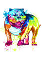 Ganzkörper-Aquarell-Bulldog-Porträt von Fotos