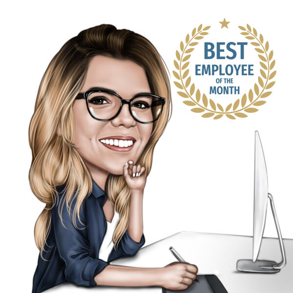 Caricatura disegnata a mano da una foto, premio per i dipendenti