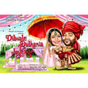 رسم كاريكاتوري لدعوة زفاف مرسوم يدويًا من صور