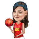 Kid Caricature Holding Basketball Ball
