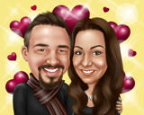 Couple Caricature with Romantic Background