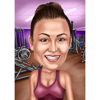 Female Gym Caricature in Color Style from Photo