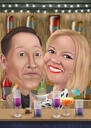 Two Friends in Bar Caricature Drawing