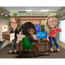 Farbige Ganzkörper-Art-Karikatur-Karikatur von Fotos für Geschäftskollegen-Geschenk