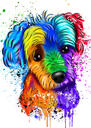 Portret de rasă de câine Bichon Frise colorat în acuarelă cu fundal