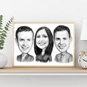 Group Colleagues Caricature in Black and White as Poster Print