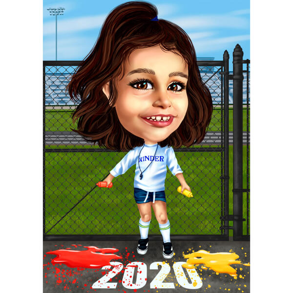 Caricatura personalizzata Kinder a tema sportivo in stile colorato da foto
