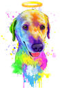Portrait de perte d'animal de compagnie - dessin d'animal de compagnie aquarelle pastel avec halo