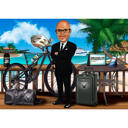 Caricature d'un homme d'affaires en vacances