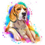 Retrato de perro en acuarela con salpicaduras