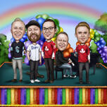 Gay Groomsmen Caricature Gift with Rainbow