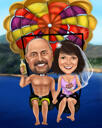 Caricature d'amis en vacances