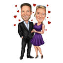 Caricature de couple pour la Saint-Valentin, style crayon