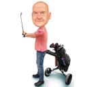 Caricatura de golfe personalizada a partir de foto