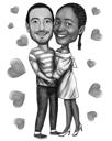 Parents Anniversary Caricature - Black and White Style