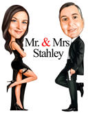 Hearted+Couple+Caricature+Gift+in+Black+and+White+Style+from+Photos