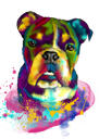 Retrato de Bulldog de acuarela arcoíris de fotos