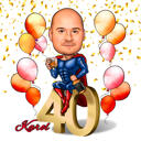 Hand‑Drawn 40th Birthday Cartoon Portrait from Photo
