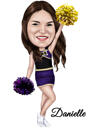 Baseball Cheerleader Caricature in Colored Style with Custom Background