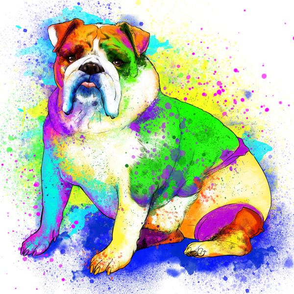 Full Body Dog Caricature Portrait in Watercolors