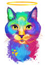 Retrato conmemorativo en acuarela con halo por la pérdida de una mascota