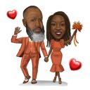 Valentinstag-Paar-Cartoon-Porträt