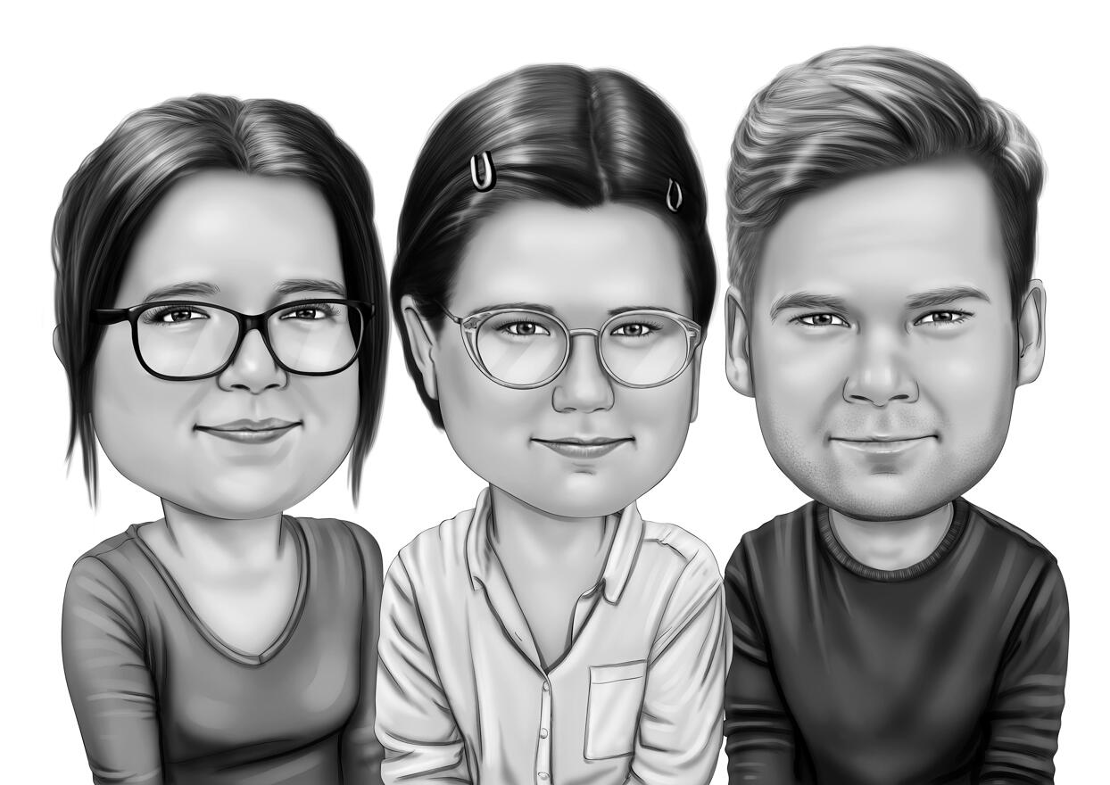 Black and White Group Pencils Drawing