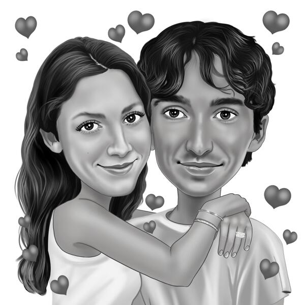 Caricatura di San Valentino in stile bianco e nero