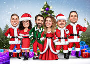 Full Body Elfen en Santa Corporate Cartoon