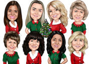 Corporate Christmas Employees Caricature Card