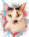 Pet Lovers Hediye için Gökkuşağı Suluboya Efektli Fotoğraftan Pet Karikatür Portre
