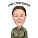ženská vojenská kreslená kresba