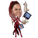 Aksiyon Halindeki Kadın Süper Kahraman Karikatürü