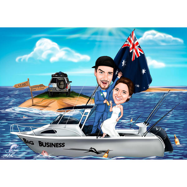 Bryllupspar på båd