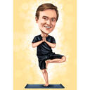 Yoga persoon karikatuur van foto met één gekleurde achtergrond