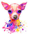 Caricatura para colorear natural de chihuahua de fotos con salpicaduras de acuarela