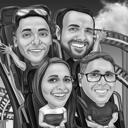 Achterbahn-Familienkarikatur von Fotos