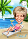 Relaxamento de destino - presente de caricatura personalizada colorida de pessoa em férias da foto