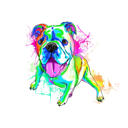 Retrato de corpo inteiro em aquarela de bulldog em fotos