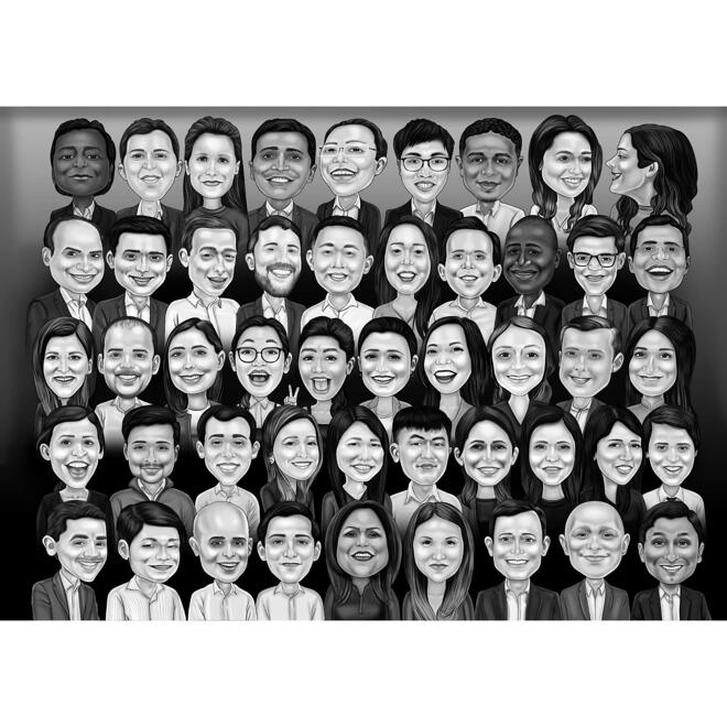 Corporate Employees Group in Black and White
