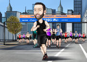 Persona che fa jogging in stile colorato a corpo pieno