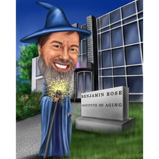 Wizard Magician Caricature with Background