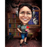 Custom Caricature in Scary House Background