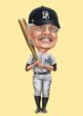 Baseball Player Caricature with Bat