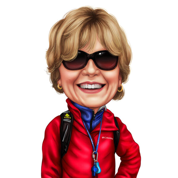 Female Coach Caricature in Color Style from Photo