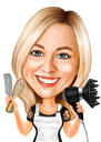 Карикатура парикмахера в цветном стиле на черном фоне для пользовательского логотипа парикмахерской