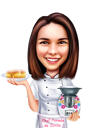 Přehnané Lady Chef Cartoon